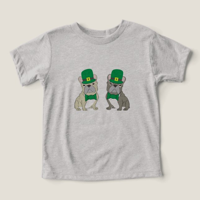 St. Patricks French Bulldogs T Shirt (Design Framsida)