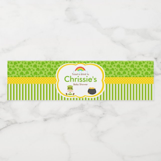 St Patricks Girl Baby Shower Party Vattenflaskor Etikett (Singel etikett)