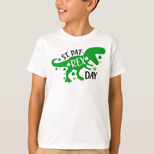 St Patricks GLADA ST PAT-REX DAG T-Rex Dinosaur T Shirt (Framsida)