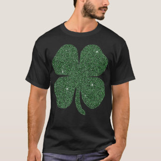 St Patricks Glitter Effect Klöver T Shirt