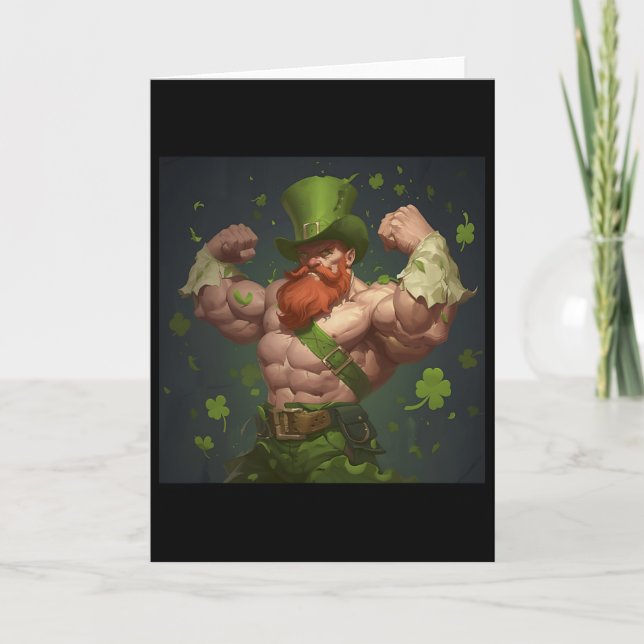 St Patricks Gnome Bodybuilder Pose Swole Muskel Le Kort (Framsida)