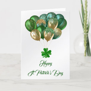 St Patricks Grönt Balloons Shamrock Helgkort