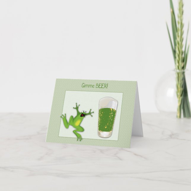 St. Patrick's Grönt Beer and Frog Card Kort (Framsida)