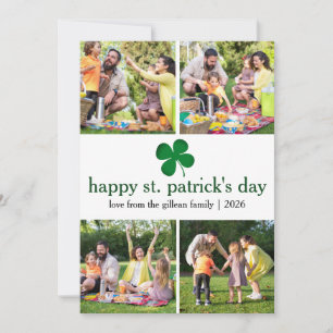 St. patricks Grönt Shamrocks-familjen Foto Julkort
