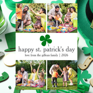 St. patricks Grönt Shamrocks-familjen Foto Julkort