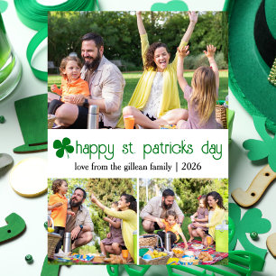 St. patricks Grönt Shamrocks-familjen Foto Julkort