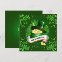 St Patricks hatt och guldklimp julkort