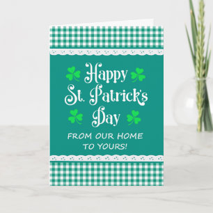 St Patrick's Home to Home Shamrock Grönt Checks Kort