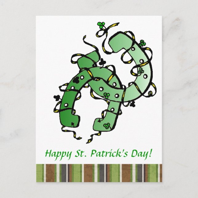 St. Patrick's Horseshoes Shamrocks Postcard Vykort (Framsida)