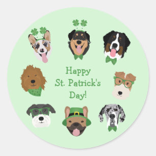 St Patricks Hund Ansikte Mönster Runt Klistermärke