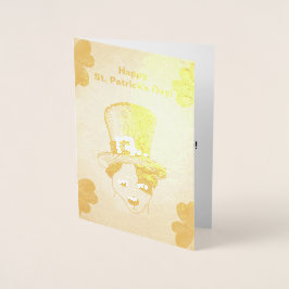 St. Patrick's Hund och Shamrocks Teckning, ZKOA Folierat Kort