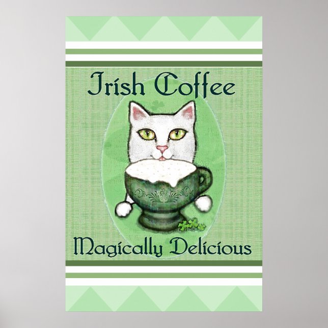 St. Patrick's Irish Coffee Cat Poster / Skriv ut (Framsidan)