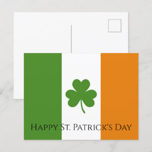 St Patrick's Irish Flagga w Shamrock Anpassa Helg Vykort