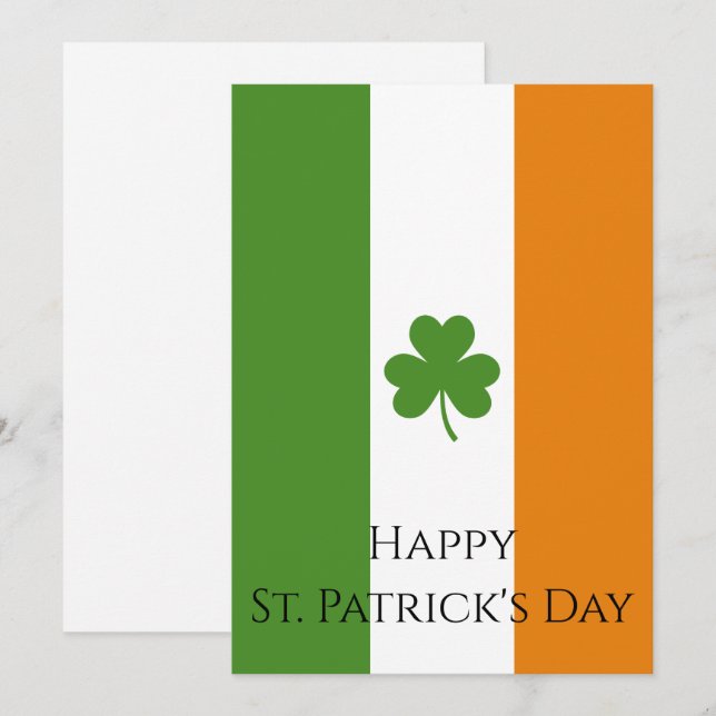 St Patrick's Irish Flagga w Shamrock | Anpassa Julkort (Fram/baksida)