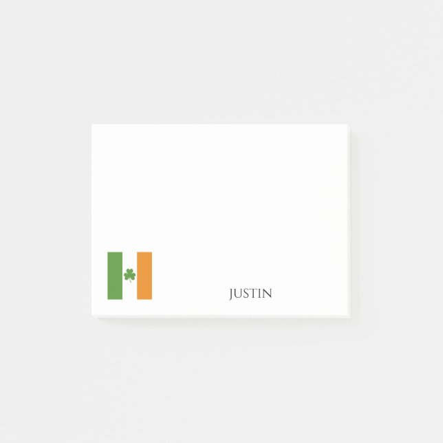St Patrick's Irish Flagga w Shamrock | Anpassa Post-it Block (Framsida)