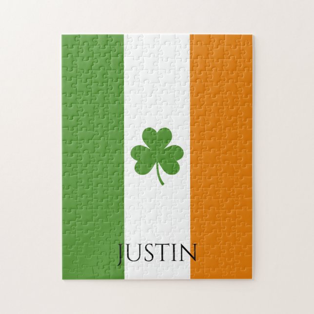 St Patrick's Irish Flagga w Shamrock | Anpassa Pussel (Vertikal)