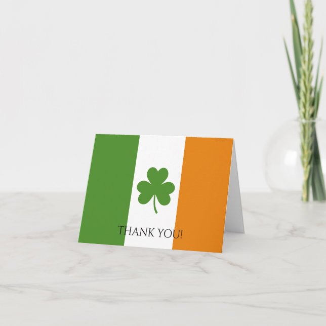 St Patrick's Irish Flagga w Shamrock | Anpassa Tack Kort (Framsida)