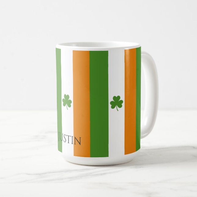 St Patrick's Irish Flagga w Shamrock | MÖNSTER Kaffemugg (Framsida höger)