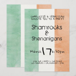 St Patricks Irish Shamrocks Shenanigans Watercolor Inbjudningar