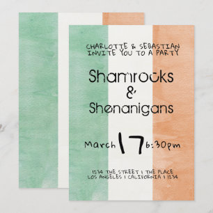 St Patricks Irish Shamrocks Shenanigans Watercolor Inbjudningar