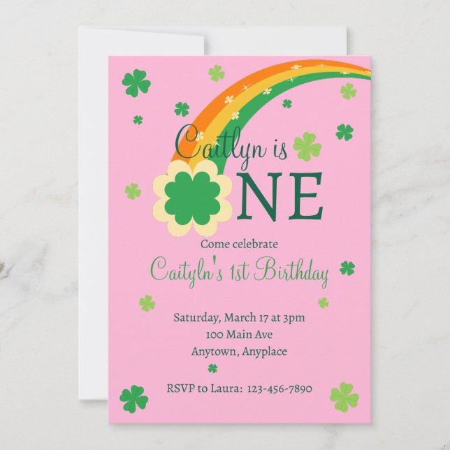 St. Patricks irländska Första 1-års födelsedag Inbjudningar (Framsida)
