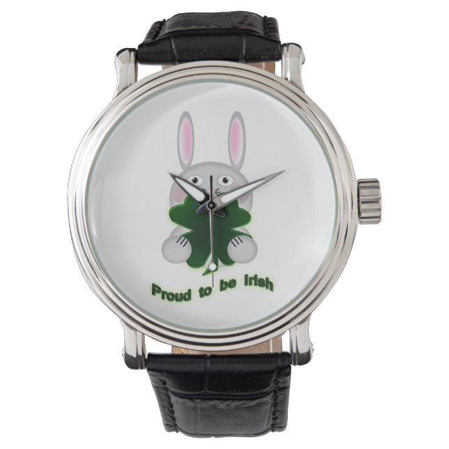 St. Patricks Kanin Stolt att vara irländsk Shamroc Armbandsur (Framsida)