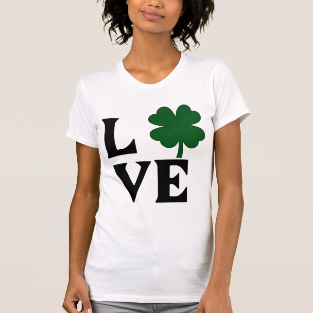 St. Patricks Kärlek Shamrock Jersey Tee (Framsida)