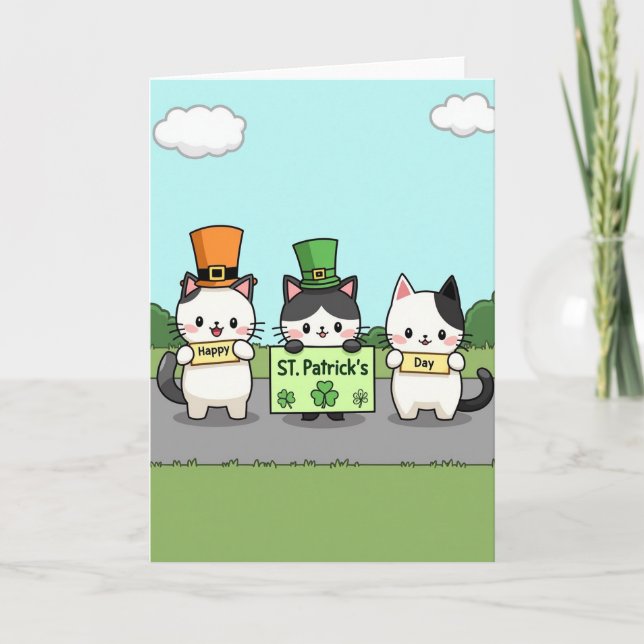 St Patricks Katter Glad Dag Kort (Framsida)