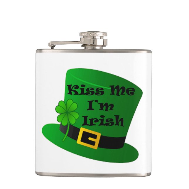 St. Patricks Kiss jag är Irish Vinyl Wrapped Flask Fickplunta (Framsidan)