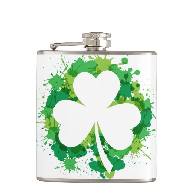St. Patricks Klöver Vinyl Omslagen Flask Fickplunta (Framsidan)