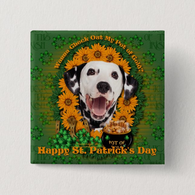 St Patricks - kruka av guld - Dalmatian Knapp (Framsida)