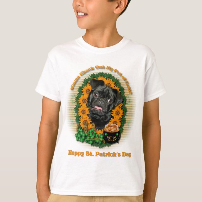 St Patricks - kruka av guld - mops - Ruffy Tee Shirt (Framsida)