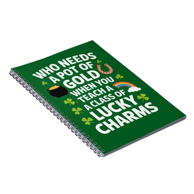 St Patricks Lärare Lucky Charm Clover irländska  Anteckningsbok (Högra Sidan)