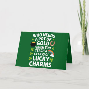 St Patricks Lärare Lucky Charm Clover irländska Kort