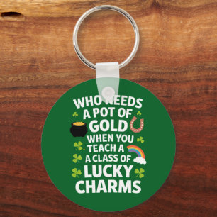 St Patricks Lärare Lucky Charm Clover irländska Nyckelring