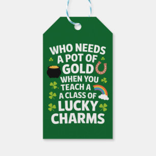 St Patricks lärare Lucky Charm Clover irländska Presentetikett