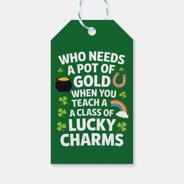 St Patricks lärare Lucky Charm Clover irländska  Presentetikett (Baksidan)