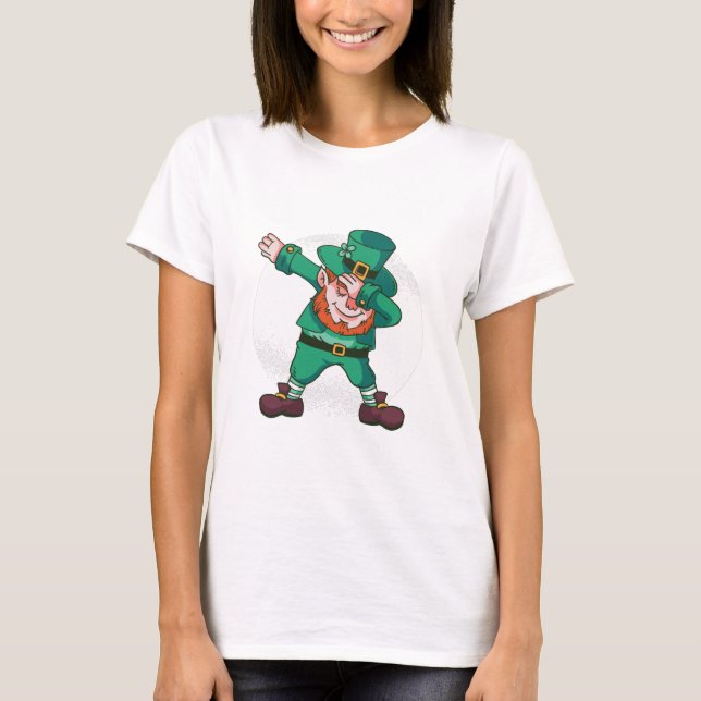 st patricks leprechaun dabbdans t shirt (Framsida)