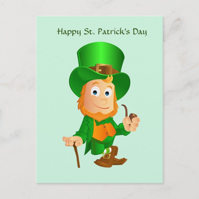 St. Patrick's Leprechaun Helgdag Postcard Helg Vykort (Framsida)