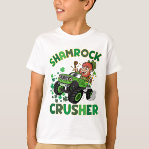 St Patricks leprechaun monster lastbil shamrock T Shirt