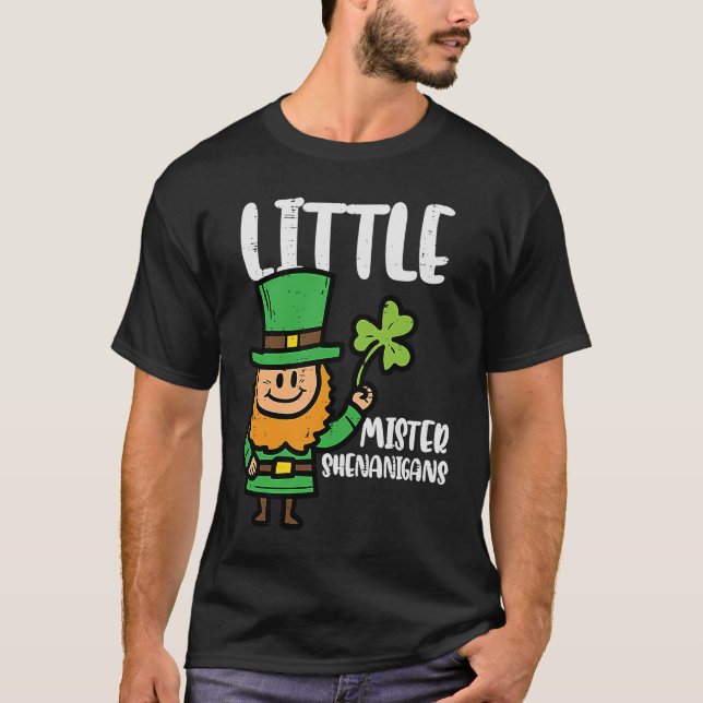 St Patricks Little Mister Shenanigans Leprechaun T Shirt (Framsida)