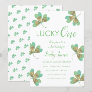 St. Patricks Lucky 1-årsdag Shamrocks Inbjudningar