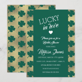 St. Patricks Lucky Bröllopsdusch Grön Shamrock Inbjudningar