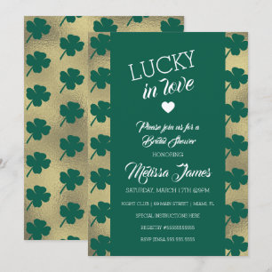 St. Patricks Lucky Bröllopsdusch Grön Shamrock Inbjudningar