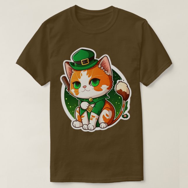 St Patricks Lucky Cat T Shirt (Design framsida)