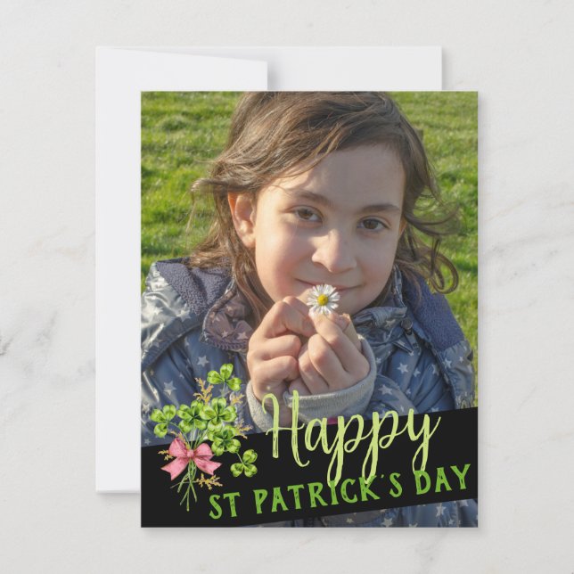 St Patrick's Lucky Charm Shamrocks Cute Photo Julkort (Framsida)
