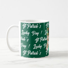 St Patricks Lucky Day Söt Katt Leprechaunhatt, Kaffemugg