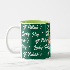 St Patricks Lucky Day Söt Katt Leprechaunhatt, Två-Tonad Mugg
