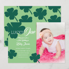 St. Patricks Lucky Första födelsedags Shamrock Fot Inbjudningar