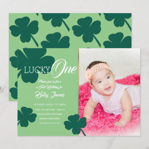 St. Patricks Lucky Första födelsedags Shamrock Fot Inbjudningar